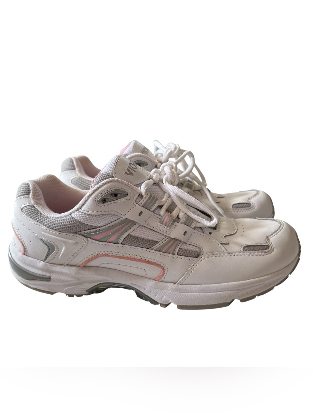 Vionic 23WALK Womens Walking Sneakers White Pink Grey Orthotic Size 9.5